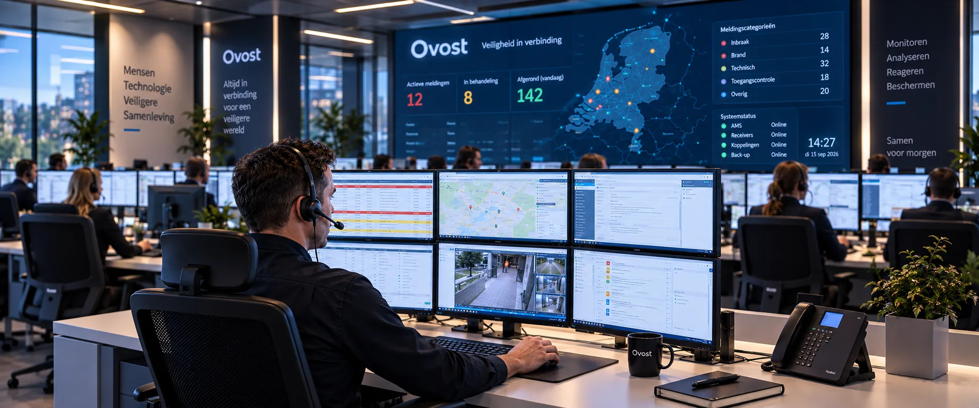 Control room in operation, operators at their screens
